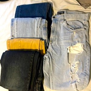 Various styles of jeans